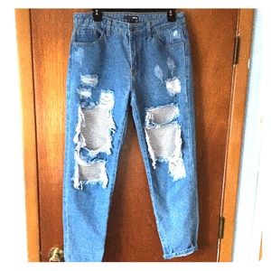 Fashion Nova Crystal mesh boyfriend jeans
